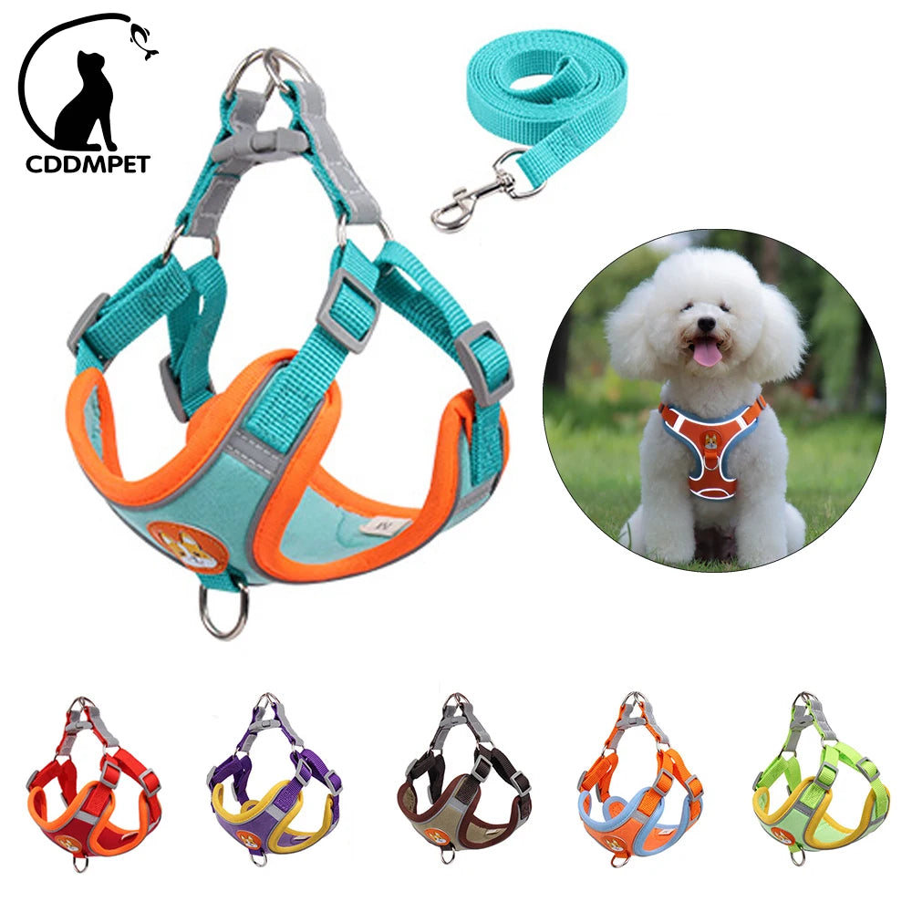 No Pull Pet Dog Harness and Leash Set Adjustable Puppy Cat Harness Vest Reflective Walking Lead Leash for Small Dogs Chihuahua